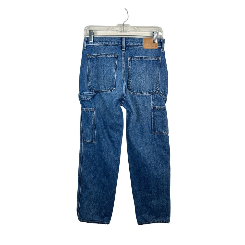 Denim Forum Carpenter Jeans Womens 25 Blue Lo-Rise Loose Double Knee Utility - Picture 2 of 8